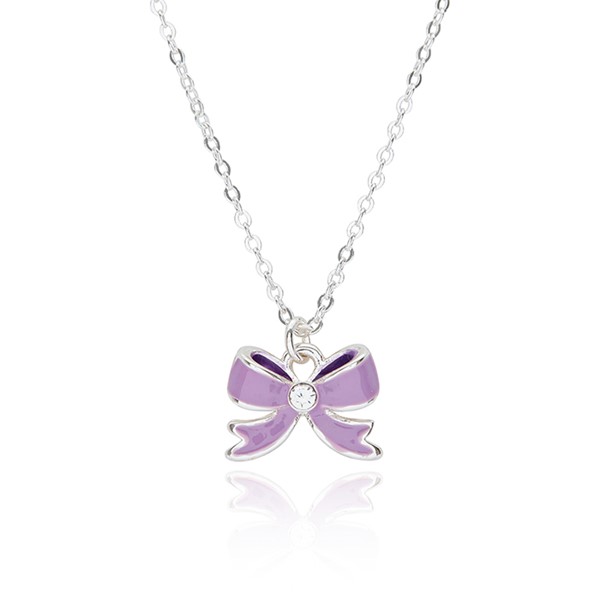 Girls Pretty Bow Silver Plated Necklace