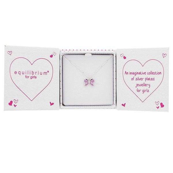 Girls Pretty Bow Silver Plated Necklace