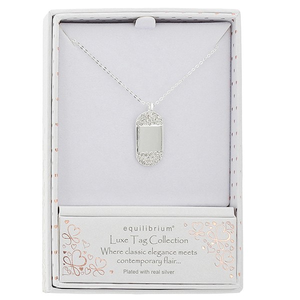 Luxe Tag Sectioned Silver Plated Necklace