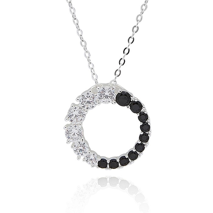 Monochrome Silver Plated Two Halves Necklace