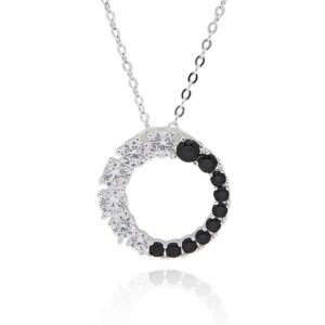 Monochrome Silver Plated Two Halves Necklace