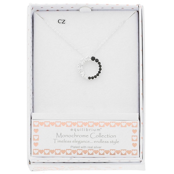 Monochrome Silver Plated Two Halves Necklace