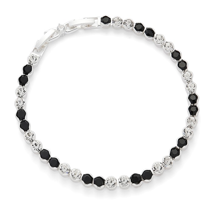 Monochrome Silver Plated Tennis Bracelet