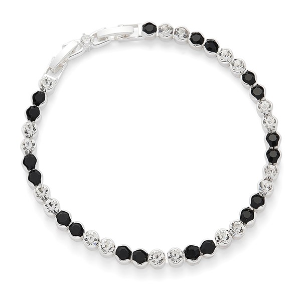 Monochrome Silver Plated Tennis Bracelet
