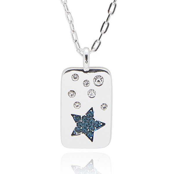 Luxe Tag Midnight Star Silver Plated Necklace