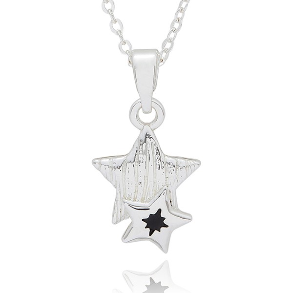 Fox Under The Moon Silver Plated Necklace Friends / Stars