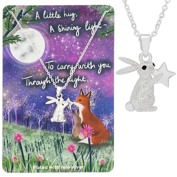 Fox Under The Moon Silver Plated Necklace Little Hug