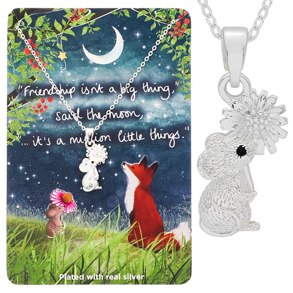Fox Under The Moon Silver Plated Necklace Friendship