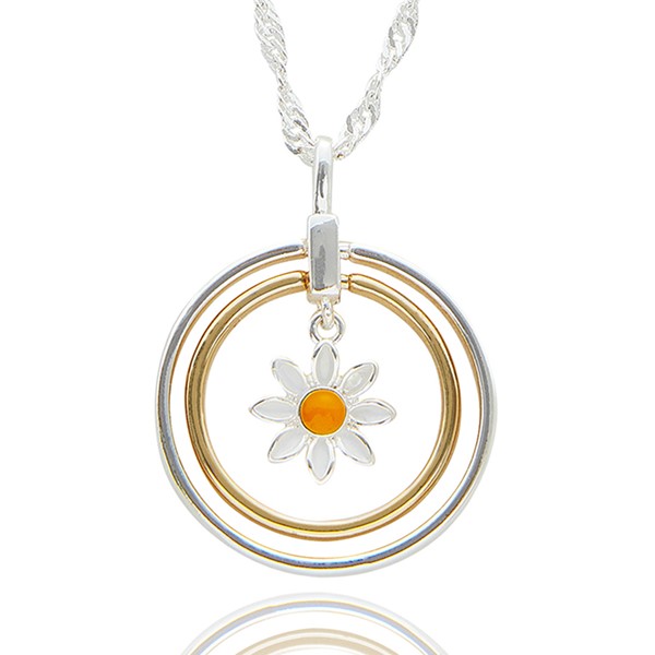 Daisy Chain Two Tone Rings Necklace
