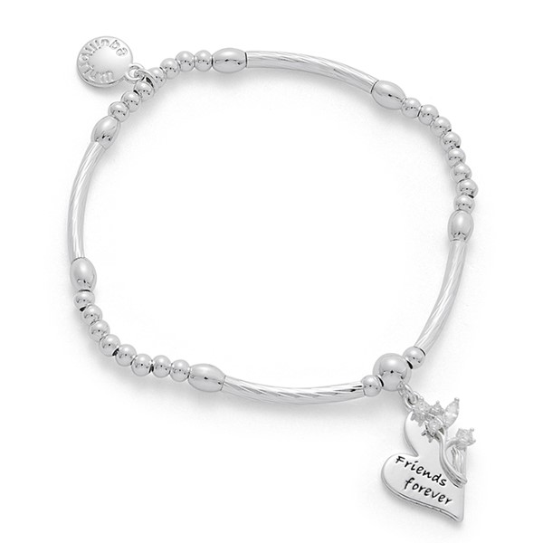 Floral Sentiment Silver Plated Bracelet Friend