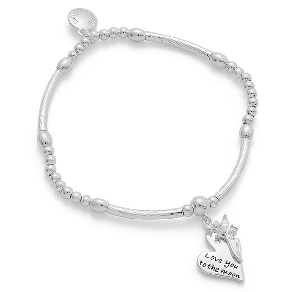 Floral Sentiment Silver Plated Bracelet Love Moon