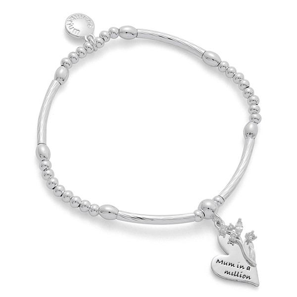 Floral Sentiment Silver Plated Bracelet Mum