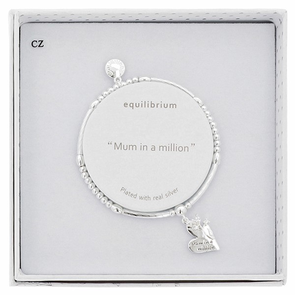 Floral Sentiment Silver Plated Bracelet Mum