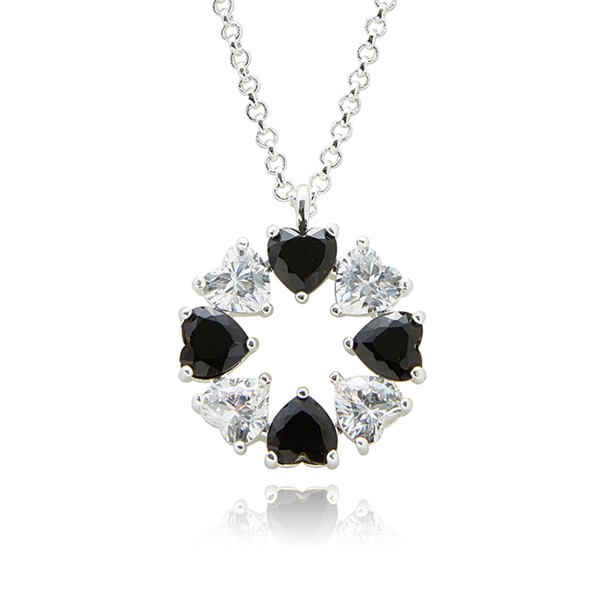 Monochrome Contemporary Circle Silver Plated Necklace
