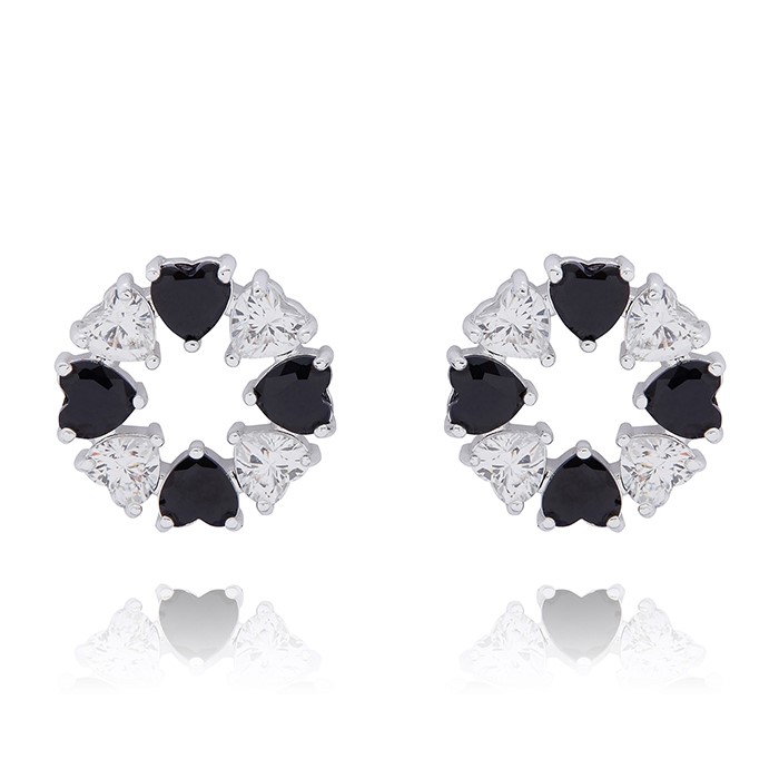 Monochrome Contemporary Circle Silver Plated Earrings