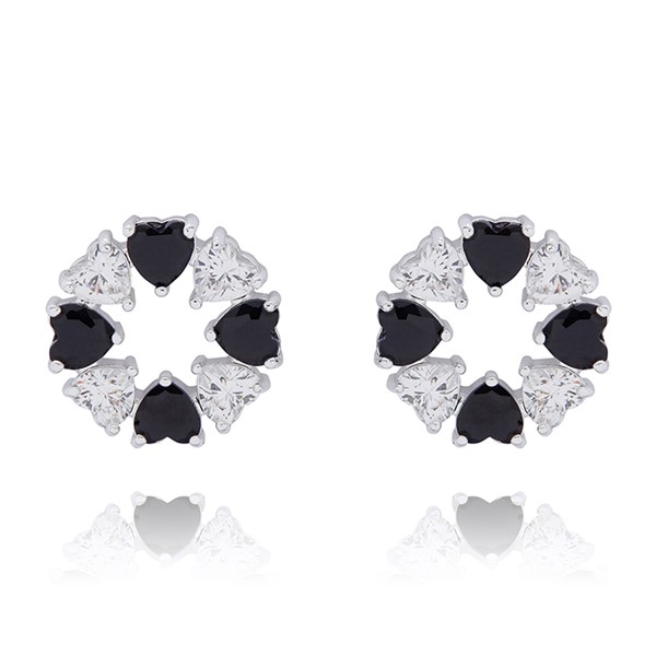 Monochrome Contemporary Circle Silver Plated Earrings