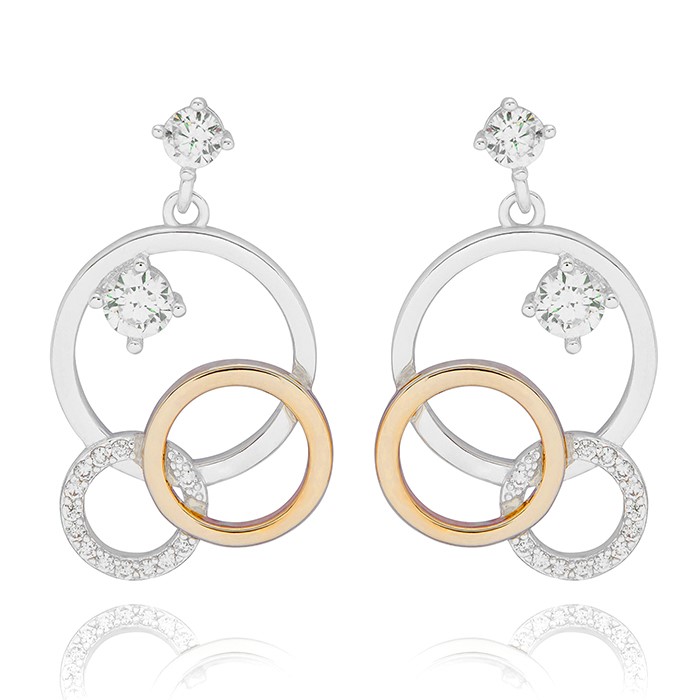 Eternal Two Tone 3 Circles Earrings