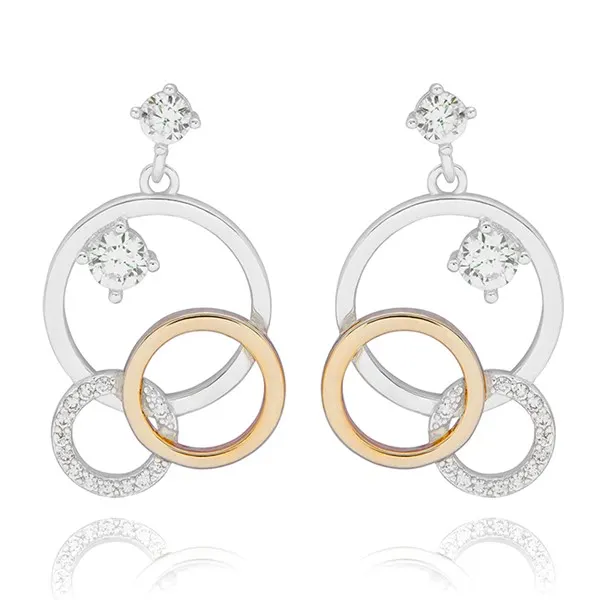 Eternal Two Tone 3 Circles Earrings