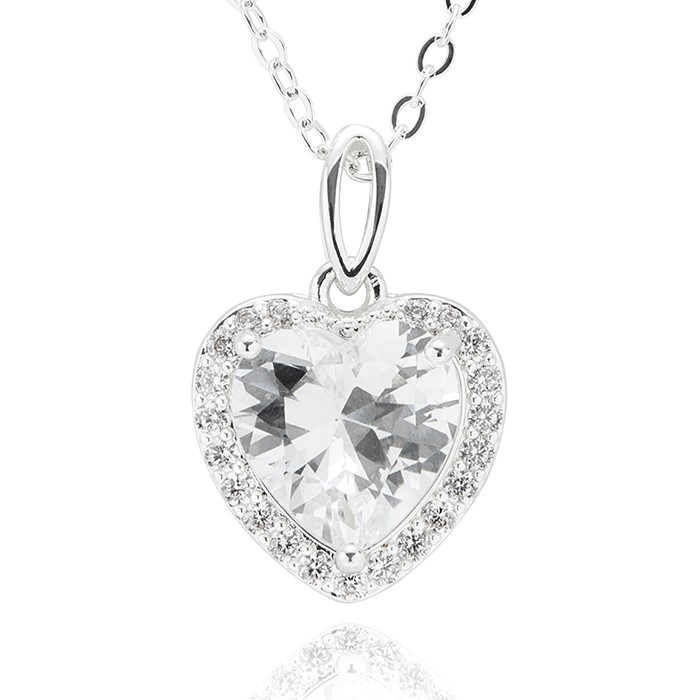 Radiance Sparkle Heart Silver Plated Necklace