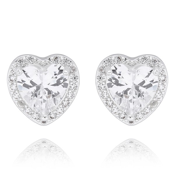 Radiance Sparkle Heart Silver Plated Earrings