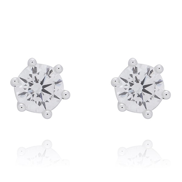3 Pairs Silver Plated Earrings Round Soliatire