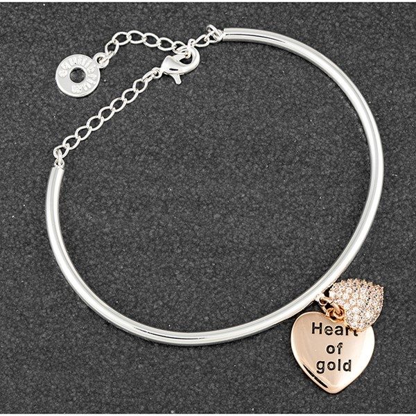 Equilibrium Hanging Heart Two Tone Bangle Heart Gold