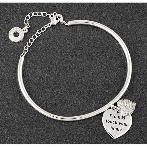 Hanging Heart Platinum Plated Bangle Friends