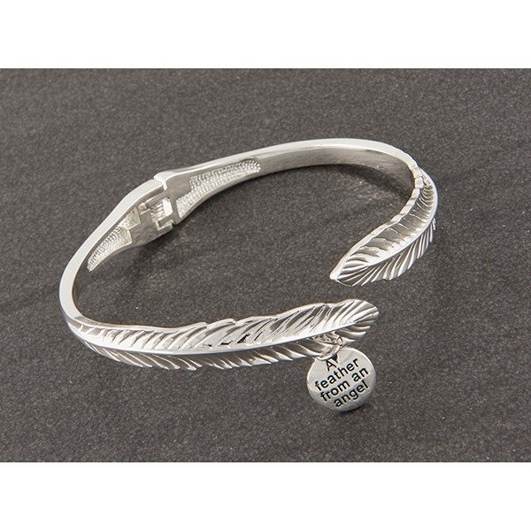 Equilibrium Guardian Angel Silver Plated Feather Bangle