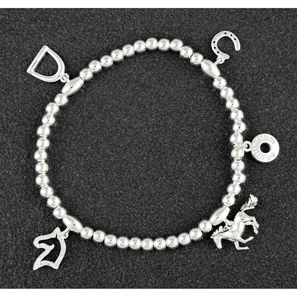 Country Equestrian Silver Plated Charm Bracelet