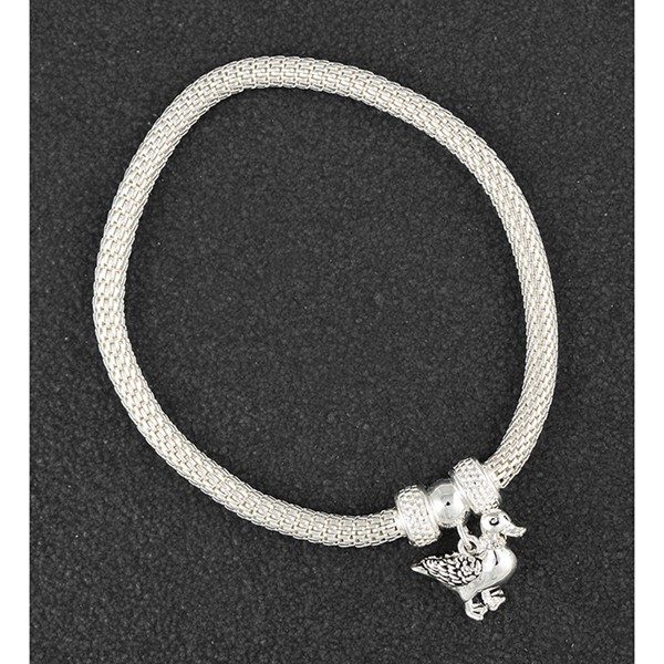 Country Duck Silver Plated Mesh Bracelet