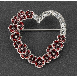 Equilibrium Poppy Diamante Heart Brooch