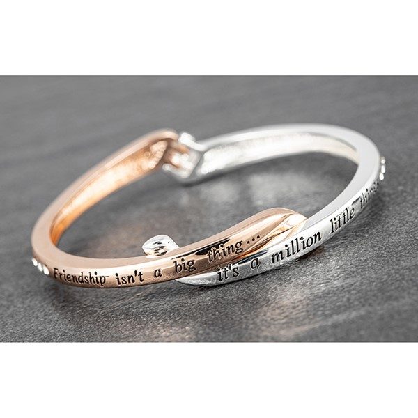 Crossover Silver Plated Rose Gold Plated Bangle Friendship