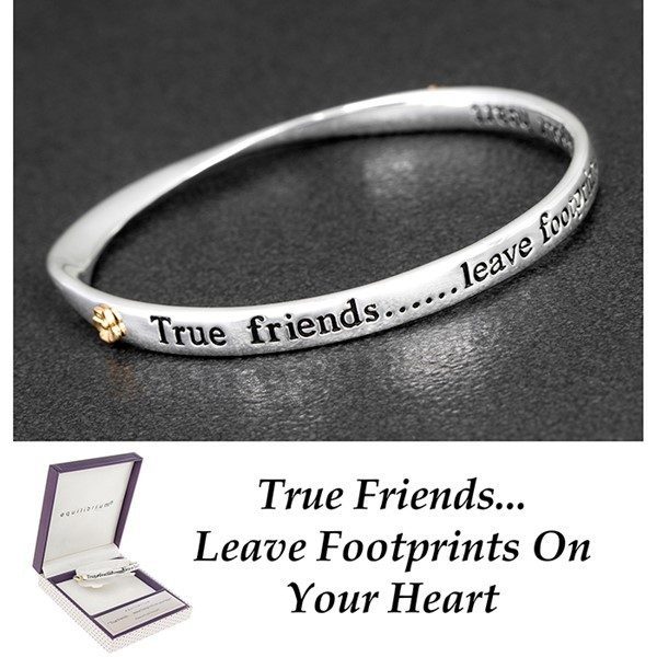 Equilibrium Silver Plated 2 Tone Bangle True Friends