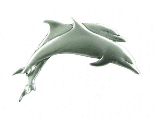 Pewter Double Dolphin Lapel Pin