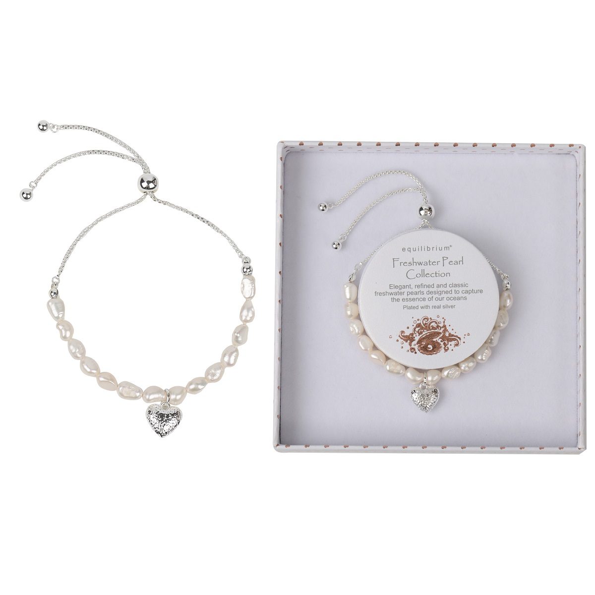 Freshwater Pearl Heart Slider Bracelet by Equilibrium