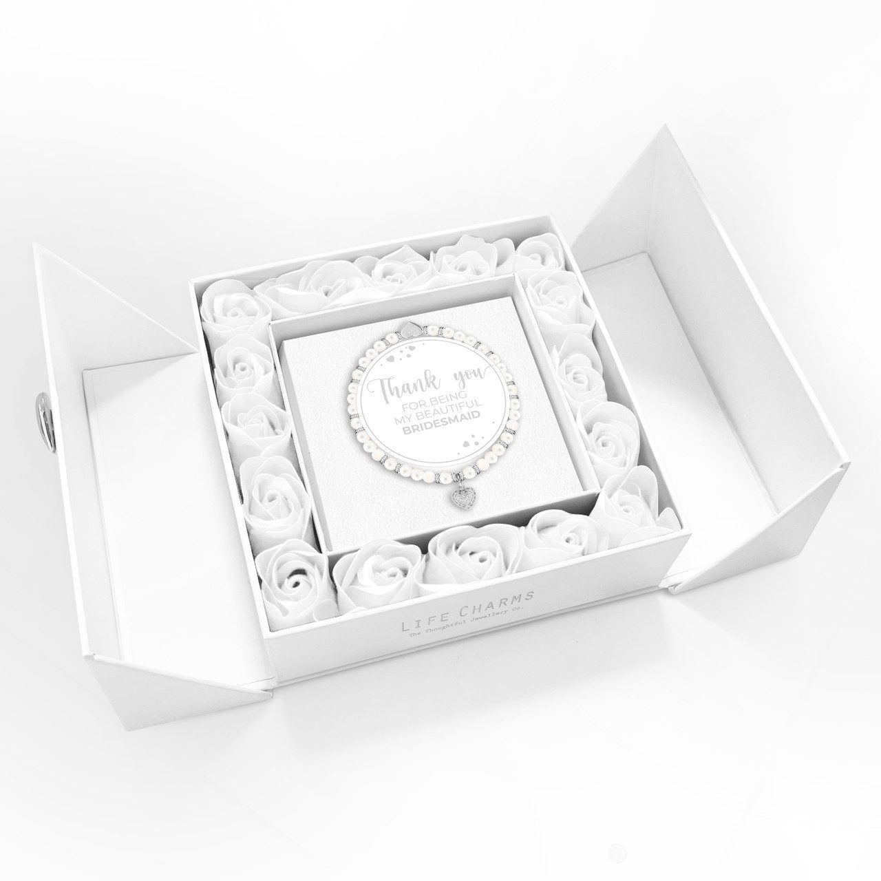 Thank You Bridesmaid - Freshwater pearls charm bracelet in flower box
